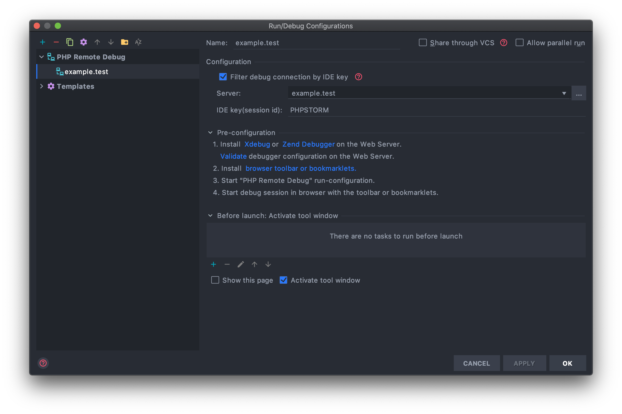 PhpStorm Remote Debug Settings