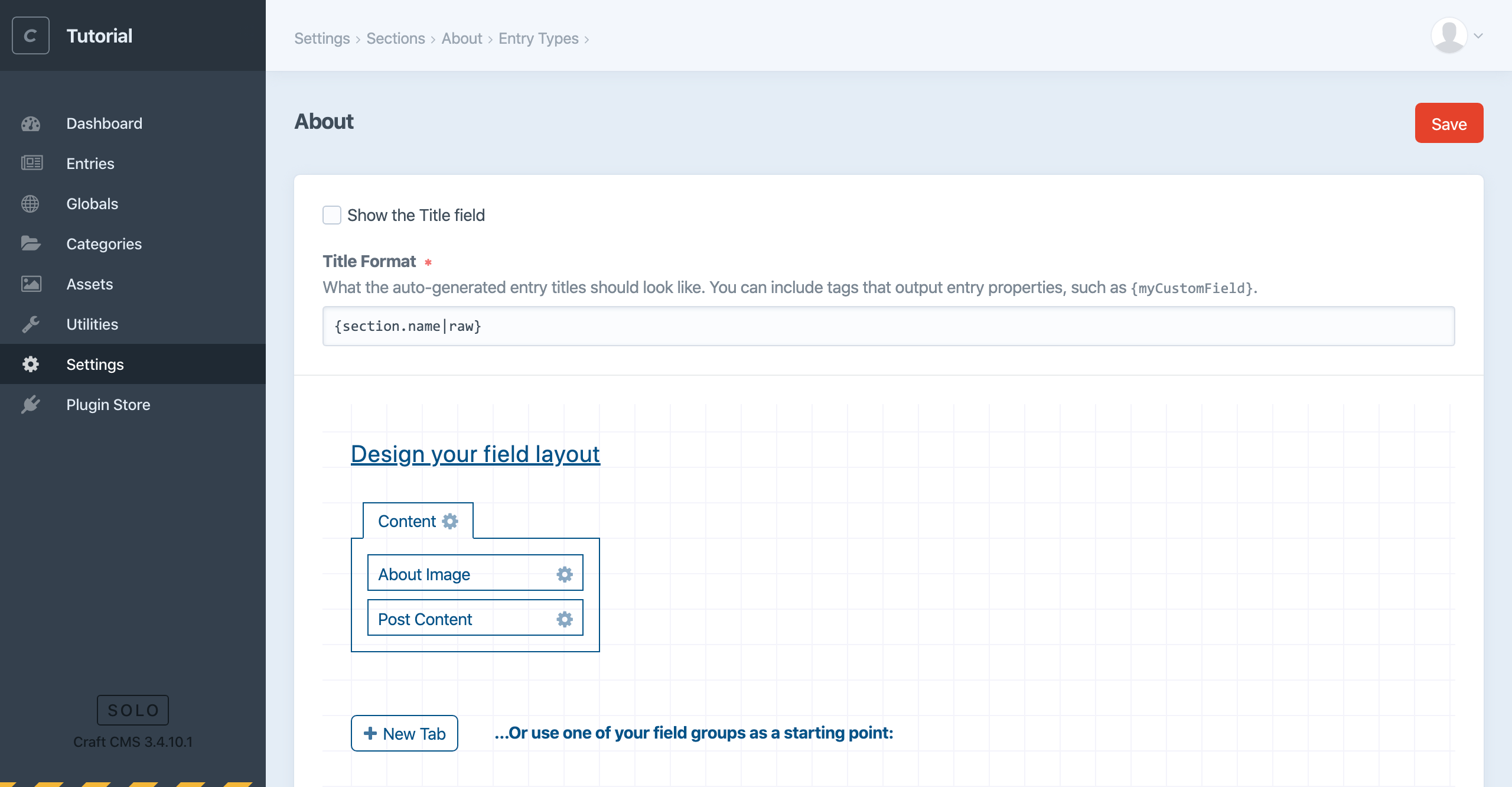 Screenshot of about field type configuration