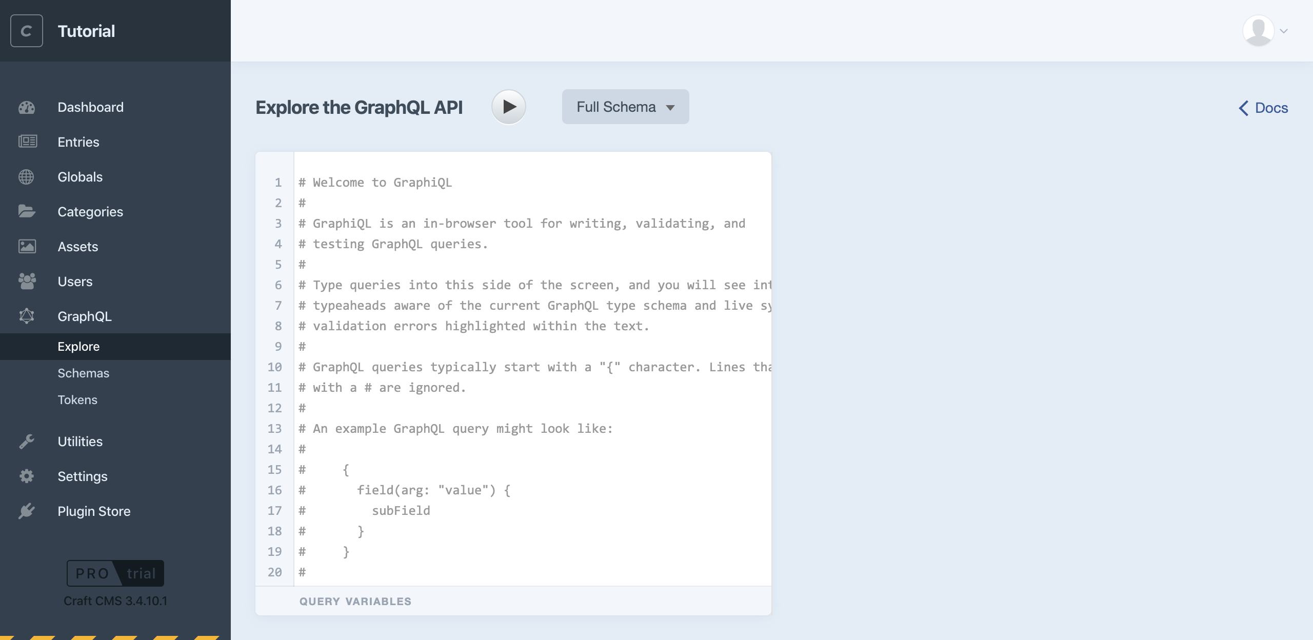 Screenshot of GraphiQL